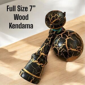 Kendama Black & Gold Full Size 7" Wooden Skill Game Toy